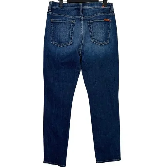 7 For All Mankind Straight Leg High Waist Josefina Cropped Jeans 29 Dark Blue - Picture 5 of 15